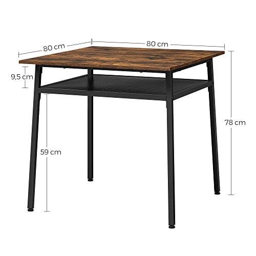 Vasagle matbord för 2 personer, fyrkantigt köksbord, läxor, 80 x 80 x 78 cm, med förvaring, för vardagsrum, kontor, industri, rustikt brunt och svart KDT008B01 6 Vasagle matbord för 2 personer, fyrkantigt köksbord, läxor, 80 x 80 x 78 cm, med förvaring, för vardagsrum, kontor, industri, rustikt brunt och svart KDT008B01 - Bild 6