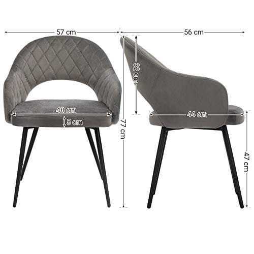 Songmics Sammets matsalsstol Modern köksstol Klädd sammetsstol, Grå 6 Songmics Sammets matsalsstol Modern köksstol Klädd sammetsstol, Grå - Bild 6