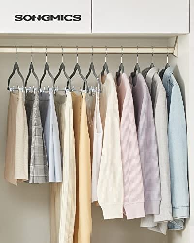 Byxhängare, Set med 12 Sammetshängare med Justerbara Klämmor, 42,5 Cm Längd, Halkfri, Platsbesparande, För Kjolar, Kappor, Klänningar, Grå 2 Byxhängare, Set med 12 Sammetshängare med Justerbara Klämmor, 42,5 Cm Längd, Halkfri, Platsbesparande, För Kjolar, Kappor, Klänningar, Grå - Bild 2