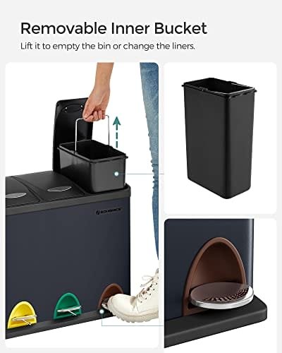 Songmics återvinningskärl, 3-i-1 Pedal Bin, 24-liters metall skräpfack, stål, grå 4 Songmics återvinningskärl, 3-i-1 Pedal Bin, 24-liters metall skräpfack, stål, grå - Bild 4