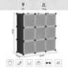Svart plastskåp med 9 kuber för kläder och skor, 93x93x31 cm.