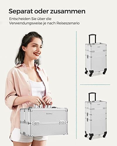 Songmics kosmetikafodral, vagnfodral, 4-i-1 sminkfodral, universalhjul, silver 5 Songmics kosmetikafodral, vagnfodral, 4-i-1 sminkfodral, universalhjul, silver - Bild 5