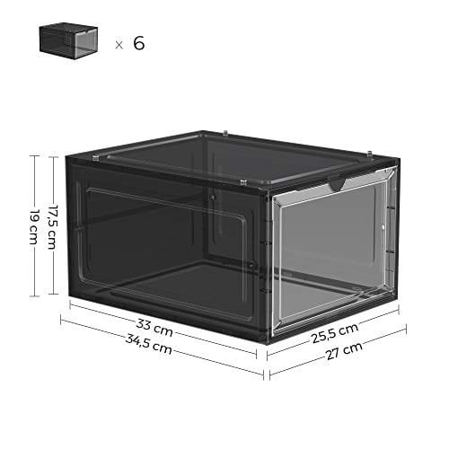 Songmics Skokartonger, Skoförvaring i plast Arrangörer med tydliga dörrar, Svart 5 Songmics Skokartonger, Skoförvaring i plast Arrangörer med tydliga dörrar, Svart - Bild 5