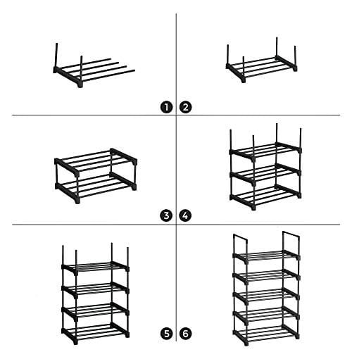 Songmics 5-lagers skoställ, metall stapelbart förvaringsställ, svart 7 Songmics 5-lagers skoställ, metall stapelbart förvaringsställ, svart - Bild 7