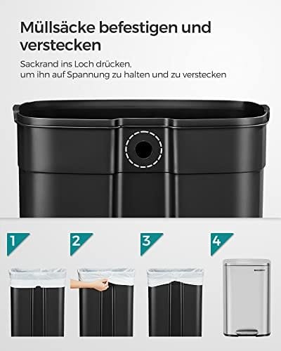Songmics Kitchen Pedal Bin, återvinningskärl, 50L skräpavfallsfack, gångjärnslock, silver 6 Songmics Kitchen Pedal Bin, återvinningskärl, 50L skräpavfallsfack, gångjärnslock, silver - Bild 6