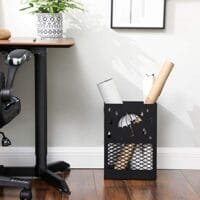 Songmics Paraply Stand Metal Rectangular Paraply Stand med avtagbart vattendroppsbricka, 4 krokar, utskärningsdesign, för hall och kontor, Black Luc004B01 4 Songmics Paraply Stand Metal Rectangular Paraply Stand med avtagbart vattendroppsbricka, 4 krokar, utskärningsdesign, för hall och kontor, Black Luc004B01 - Bild 4