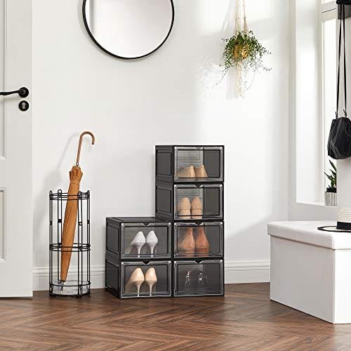 Songmics Skokartonger, Skoförvaring i plast Arrangörer med tydliga dörrar, Svart 2 Songmics Skokartonger, Skoförvaring i plast Arrangörer med tydliga dörrar, Svart - Bild 2