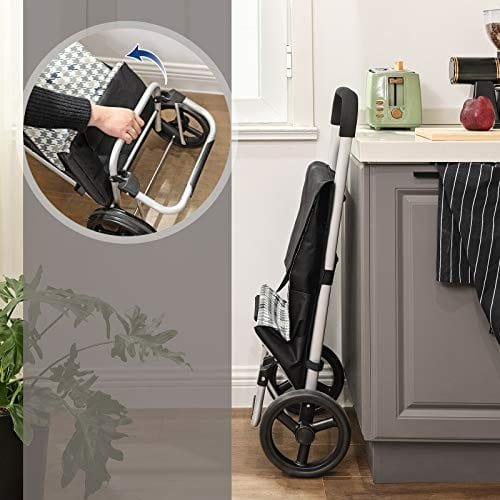 Songmics Shopping Trolley on Wheels, kundvagn, lastkapacitet 40L, 47 x 33 x 97 cm, svart 4 Songmics Shopping Trolley on Wheels, kundvagn, lastkapacitet 40L, 47 x 33 x 97 cm, svart - Bild 4