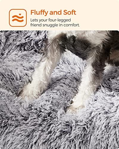 Feandrea hundsäng, hundkudde, fluffig hundmatta, lång plysch, 80x50 cm, ljusgrå 3 Feandrea hundsäng, hundkudde, fluffig hundmatta, lång plysch, 80x50 cm, ljusgrå - Bild 3