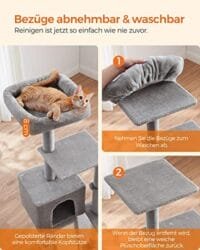 Feandrea Cat Tree 135 cm höga - multi-nivå-designen 5 Feandrea Cat Tree 135 cm höga - multi-nivå-designen - Bild 5