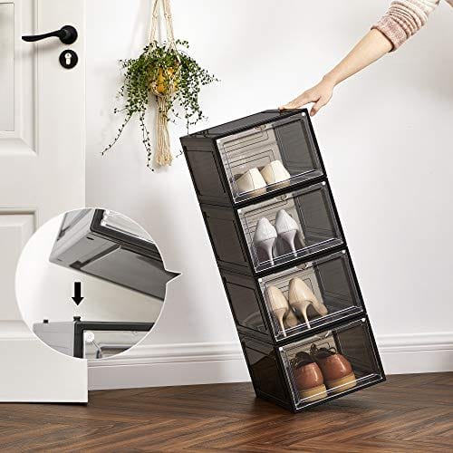 Songmics Skokartonger, Skoförvaring i plast Arrangörer med tydliga dörrar, Svart 3 Songmics Skokartonger, Skoförvaring i plast Arrangörer med tydliga dörrar, Svart - Bild 3