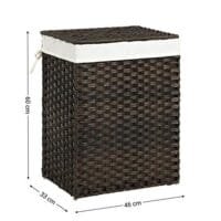 Songmics handvävd tvättkorg, 23,8 gal (90L) tvättkorg i syntetisk rotting med lock och handtag, hopfällbar, avtagbar foderpåse, brun ulcb051k02 4 Songmics handvävd tvättkorg, 23,8 gal (90L) tvättkorg i syntetisk rotting med lock och handtag, hopfällbar, avtagbar foderpåse, brun ulcb051k02 - Bild 4