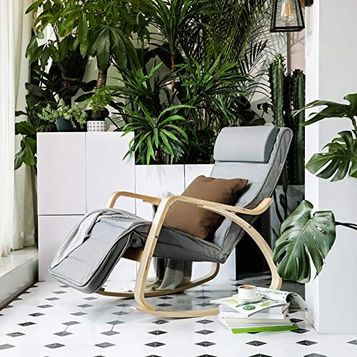 Songmics gungstol med 5 positioner Justerbar fotstödbelastning Ljusgrå 3 Songmics gungstol med 5 positioner Justerbar fotstödbelastning Ljusgrå - Bild 3