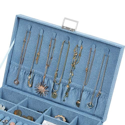 Songmics smyckeskrin, 2 våningar med låda och nyckel, ljusblå 5 Songmics smyckeskrin, 2 våningar med låda och nyckel, ljusblå - Bild 5