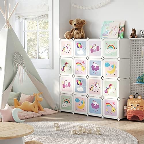 Songmics Cube Hylla Multifunktionsskåp, barnskor Leksaker 123 x 31 x 123 cm Vit 2 Songmics Cube Hylla Multifunktionsskåp, barnskor Leksaker 123 x 31 x 123 cm Vit - Bild 2