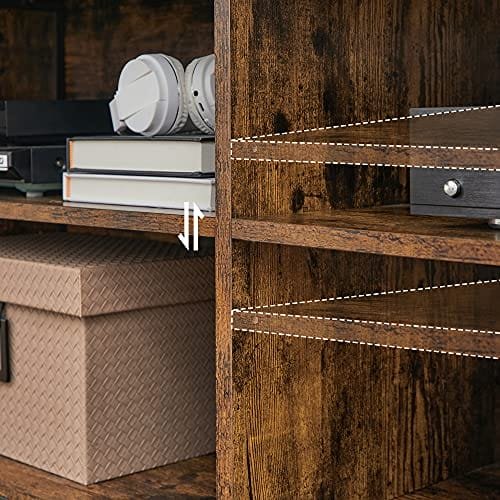 Vasagle TV-bänk, 4 Cubby TV-skåp för upp till 65-tums TV, TV-bordsenhet med justerbara hyllor och kabelhantering, Industriell, Rustik Brun och Svart LTV304B01 4 Vasagle TV-bänk, 4 Cubby TV-skåp för upp till 65-tums TV, TV-bordsenhet med justerbara hyllor och kabelhantering, Industriell, Rustik Brun och Svart LTV304B01 - Bild 4