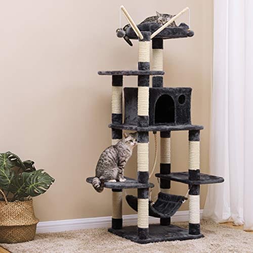 Cat Tree, Cat Condo med Hängmatta, Cat Tower, Smoke Grey 2 Cat Tree, Cat Condo med Hängmatta, Cat Tower, Smoke Grey - Bild 2