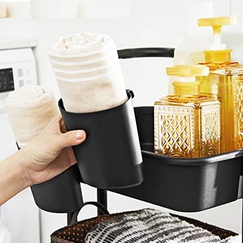 Songmics Rolling Cart, 3-Tier Storage Cart, förvaringsvagn med handtag, svart 4 Songmics Rolling Cart, 3-Tier Storage Cart, förvaringsvagn med handtag, svart - Bild 4
