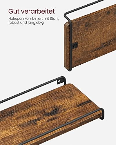 Vasagle L-formad hörnhylla, vägghylla - Rustik brun 6 Vasagle L-formad hörnhylla, vägghylla - Rustik brun - Bild 6