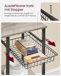 Vasagle Bakers rack med hyllor, mikrovågstativ med trådkorg, kökshylla, greige och svart 6 Vasagle Bakers rack med hyllor, mikrovågstativ med trådkorg, kökshylla, greige och svart - Bild 6