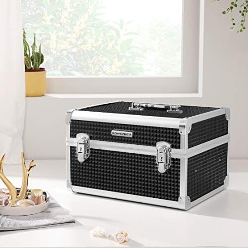 Songmics sminkfodral, låsbart kosmetikafodral, resekosmetikorganisatör för frisörer och makeupartister, med avtagbar bricka, svart JBC328B01 3 Songmics sminkfodral, låsbart kosmetikafodral, resekosmetikorganisatör för frisörer och makeupartister, med avtagbar bricka, svart JBC328B01 - Bild 3