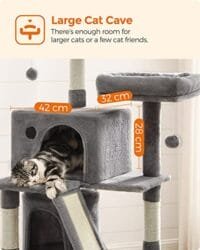 Cat Tree, Cat Condo med 2 Katthålor, 155 Cm, Ljusgrå 5 Cat Tree, Cat Condo med 2 Katthålor, 155 Cm, Ljusgrå - Bild 5