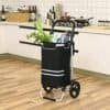 Svart foldbar kundvagn med kylväska och stor kapacitet 35L.