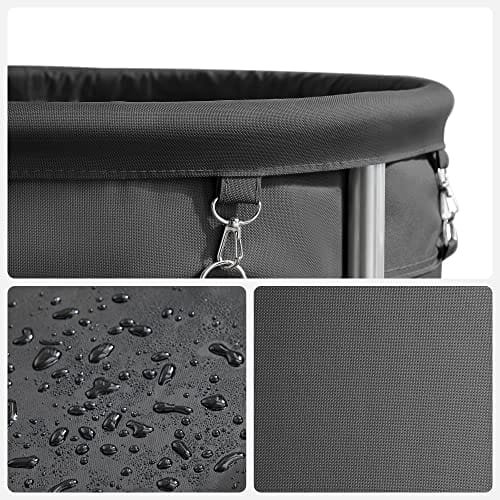 Songmics Tvättsorterare, tvättkorg på hjul, 170 liters rund tvättfack, svart/silver 6 Songmics Tvättsorterare, tvättkorg på hjul, 170 liters rund tvättfack, svart/silver - Bild 6