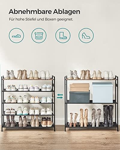 Songmics 5-lagers metall skoställ, Oxford tyghyllor, 29 x 89 x 92,5 cm, rustikt brunt och svart 3 Songmics 5-lagers metall skoställ, Oxford tyghyllor, 29 x 89 x 92,5 cm, rustikt brunt och svart - Bild 3