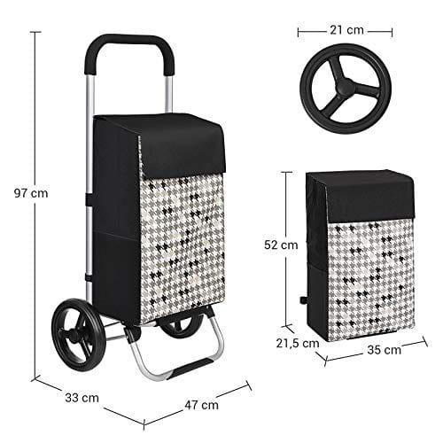 Songmics Shopping Trolley on Wheels, kundvagn, lastkapacitet 40L, 47 x 33 x 97 cm, svart 5 Songmics Shopping Trolley on Wheels, kundvagn, lastkapacitet 40L, 47 x 33 x 97 cm, svart - Bild 5