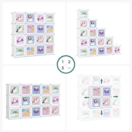 Songmics Cube Hylla Multifunktionsskåp, barnskor Leksaker 123 x 31 x 123 cm Vit 4 Songmics Cube Hylla Multifunktionsskåp, barnskor Leksaker 123 x 31 x 123 cm Vit - Bild 4