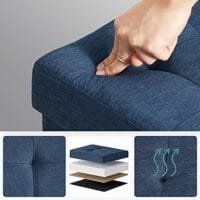 Songmics Storage Ottoman, stoppad hopfällbar bänk, kista med lock, massiva träfötter, platsbesparande, rymmer upp till 300 kg, marinblå LSF14in 4 Songmics Storage Ottoman, stoppad hopfällbar bänk, kista med lock, massiva träfötter, platsbesparande, rymmer upp till 300 kg, marinblå LSF14in - Bild 4
