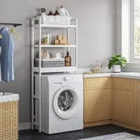 Songmics övertoalettförvaring, 3-lagers bambu toalettställ, badrumsarrangör, vit - Bild 5