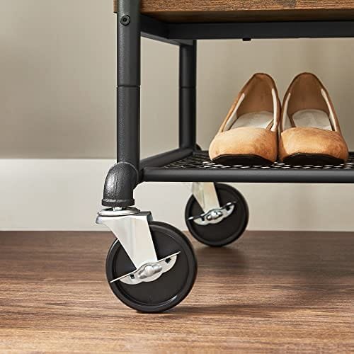 Vasagle Klädställ på hjul med 2 klädstänger och 2 hyllor 51 x 100 x 150/175 cm, brun/svart 6 Vasagle Klädställ på hjul med 2 klädstänger och 2 hyllor 51 x 100 x 150/175 cm, brun/svart - Bild 6