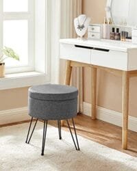 Songmics LOM002G02 ROUND AFTOOL med förvaringsutrymme, förvaringslåda med lock, 13,4L, fotstöd, metallben, vadderad sits, för vardagsrum, sovrum, mörkgrå 4 Songmics LOM002G02 ROUND AFTOOL med förvaringsutrymme, förvaringslåda med lock, 13,4L, fotstöd, metallben, vadderad sits, för vardagsrum, sovrum, mörkgrå - Bild 4