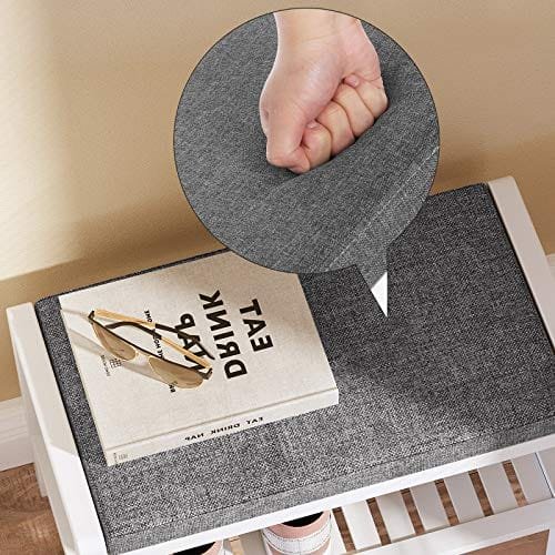 Songmics Bamboo Bench Skoställ med vadderad sits, förvaringshylla för entré, vardagsrum, foajé, små ytor, vit lbs65wn 5 Songmics Bamboo Bench Skoställ med vadderad sits, förvaringshylla för entré, vardagsrum, foajé, små ytor, vit lbs65wn - Bild 5