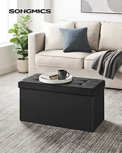 Songmics 80 L Folding Ottoman Bänk Förvaringslåda Vändlock Lastkapacitet på 300 kg 76 x 38 x 38 cm Svart LSF45BK 2 Songmics 80 L Folding Ottoman Bänk Förvaringslåda Vändlock Lastkapacitet på 300 kg 76 x 38 x 38 cm Svart LSF45BK - Bild 2
