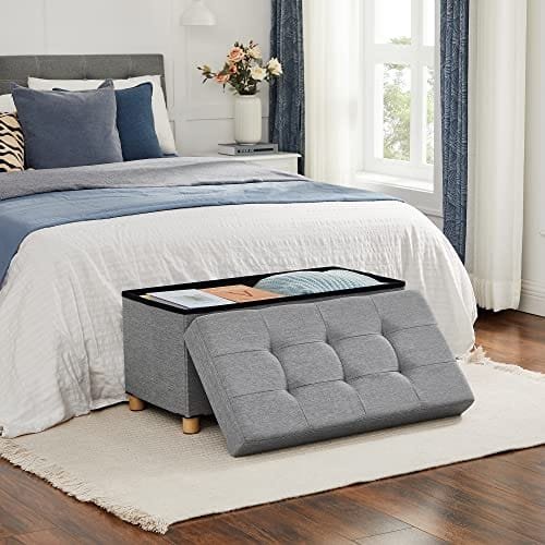 Songmics hopfällbar bänkpall med förvaringsutrymme och lock, bas av massivt trä, platsbesparande kapacitet 65 l, upp till 300 kg, 76 x 38 x 40 cm 3 Songmics hopfällbar bänkpall med förvaringsutrymme och lock, bas av massivt trä, platsbesparande kapacitet 65 l, upp till 300 kg, 76 x 38 x 40 cm - Bild 3