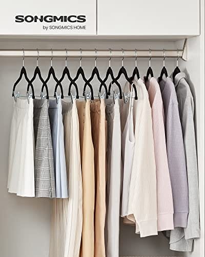 Byxhängare, Set med 12 Sammetshängare med Justerbara Klämmor, 42,5 Cm Längd, Halkfri, Platsbesparande, För Kjolar, Kappor, Klänningar, Svart 2 Byxhängare, Set med 12 Sammetshängare med Justerbara Klämmor, 42,5 Cm Längd, Halkfri, Platsbesparande, För Kjolar, Kappor, Klänningar, Svart - Bild 2