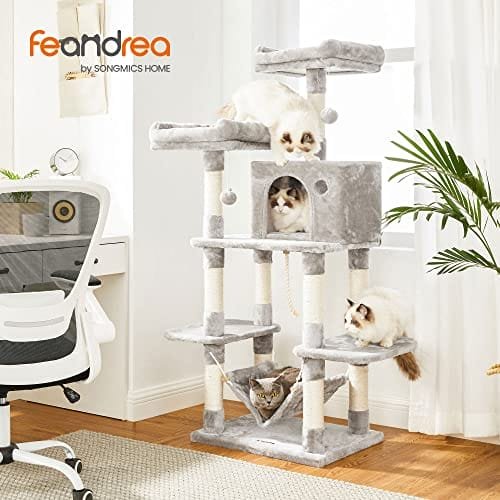 Feandrea Cat Tree med pompoms, katttorn 150 cm, ljusgrå PCT85W 2 Feandrea Cat Tree med pompoms, katttorn 150 cm, ljusgrå PCT85W - Bild 2