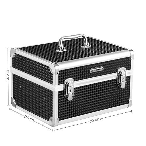 Songmics sminkfodral, låsbart kosmetikafodral, resekosmetikorganisatör för frisörer och makeupartister, med avtagbar bricka, svart JBC328B01 7 Songmics sminkfodral, låsbart kosmetikafodral, resekosmetikorganisatör för frisörer och makeupartister, med avtagbar bricka, svart JBC328B01 - Bild 7