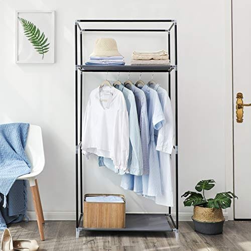 Songmics Fabric Garderob, fällbar garderob med hängande järnväg, enkla klädställ, förvaringsarrangör för väskor, leksaker, skor, vardagsrum, sovrum, garderob, 75 x 45 x 160 cm, grå ryg83gi 7 Songmics Fabric Garderob, fällbar garderob med hängande järnväg, enkla klädställ, förvaringsarrangör för väskor, leksaker, skor, vardagsrum, sovrum, garderob, 75 x 45 x 160 cm, grå ryg83gi - Bild 7