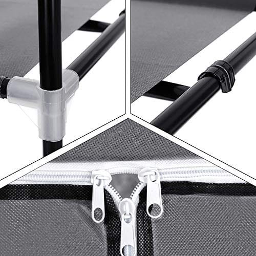 Songmics Fabric Garderob, fällbar garderob med hängande järnväg, enkla klädställ, förvaringsarrangör för väskor, leksaker, skor, vardagsrum, sovrum, garderob, 75 x 45 x 160 cm, grå ryg83gi 6 Songmics Fabric Garderob, fällbar garderob med hängande järnväg, enkla klädställ, förvaringsarrangör för väskor, leksaker, skor, vardagsrum, sovrum, garderob, 75 x 45 x 160 cm, grå ryg83gi - Bild 6