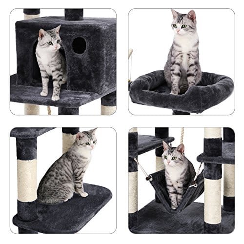 Cat Tree, Cat Condo med Hängmatta, Cat Tower, Smoke Grey 5 Cat Tree, Cat Condo med Hängmatta, Cat Tower, Smoke Grey - Bild 5