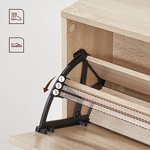 Vasagle skoskåp med 3 dörrars skoställ, skoskåp med 3 fack, 60 x 24 x 120 cm, natur 7 Vasagle skoskåp med 3 dörrars skoställ, skoskåp med 3 fack, 60 x 24 x 120 cm, natur - Bild 7