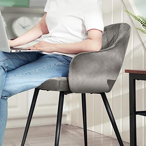 Songmics Sammets matsalsstol Modern köksstol Klädd sammetsstol, Grå 4 Songmics Sammets matsalsstol Modern köksstol Klädd sammetsstol, Grå - Bild 4