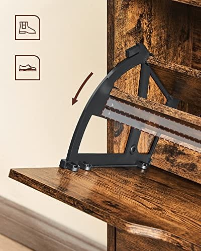 Vasagle skoskåp med 2 klaffar, skoställ 60 x 24 x 102 cm, rustikt brun 7 Vasagle skoskåp med 2 klaffar, skoställ 60 x 24 x 102 cm, rustikt brun - Bild 7