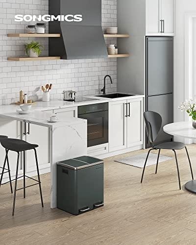 Songmics Kitchen Bin, 2 x 15 L stål skräpfack, stegfack med inre hinkar, antracitgrå 2 Songmics Kitchen Bin, 2 x 15 L stål skräpfack, stegfack med inre hinkar, antracitgrå - Bild 2