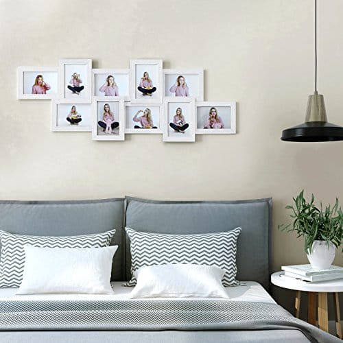 Fotoram Collage För 10 Foton i 4" X 6" (10 X 15 Cm) Bildram Väggmonterad, Montering Krävs, Vit Trä Ådring 2 Fotoram Collage För 10 Foton i 4" X 6" (10 X 15 Cm) Bildram Väggmonterad, Montering Krävs, Vit Trä Ådring - Bild 2