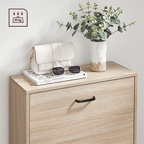 Vasagle skoskåp med 3 dörrars skoställ, skoskåp med 3 fack, 60 x 24 x 120 cm, natur 4 Vasagle skoskåp med 3 dörrars skoställ, skoskåp med 3 fack, 60 x 24 x 120 cm, natur - Bild 4